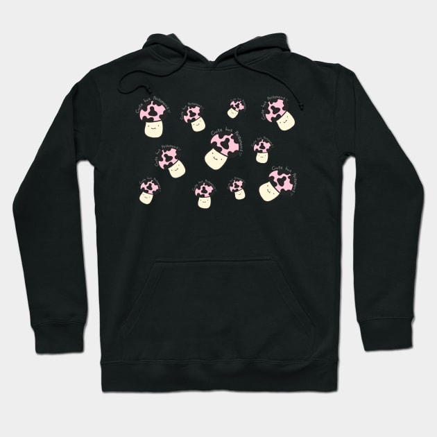 Cute but Poisonous Mushrooms Pattern Kawaii Pink Anime Harajuku Pink Mushroom Logo Minimal Art Hoodie by Marinaaa010